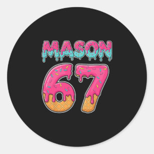 Adesivo Redondo Mason 67 Sorvete Engraçado Seis Sete Meme Homens M