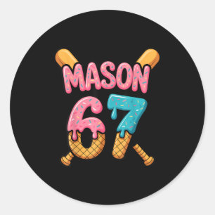 Adesivo Redondo Mason 67 Sorvete Gotejamento Beisebol