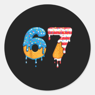 Adesivo Redondo Mason 67 Sorvete Gotejante Meme Seis Sete Bandeira