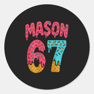 Adesivo Redondo Mason 67 Sorvete Meme Engraçado Seis Sete (no Ck) 