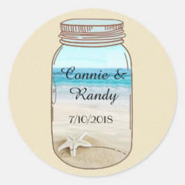 Adesivo Redondo Mason Jar Beach Wedker Sticker
