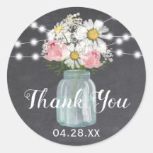 Mason Jar Floral Chalkboard Light Obrigado