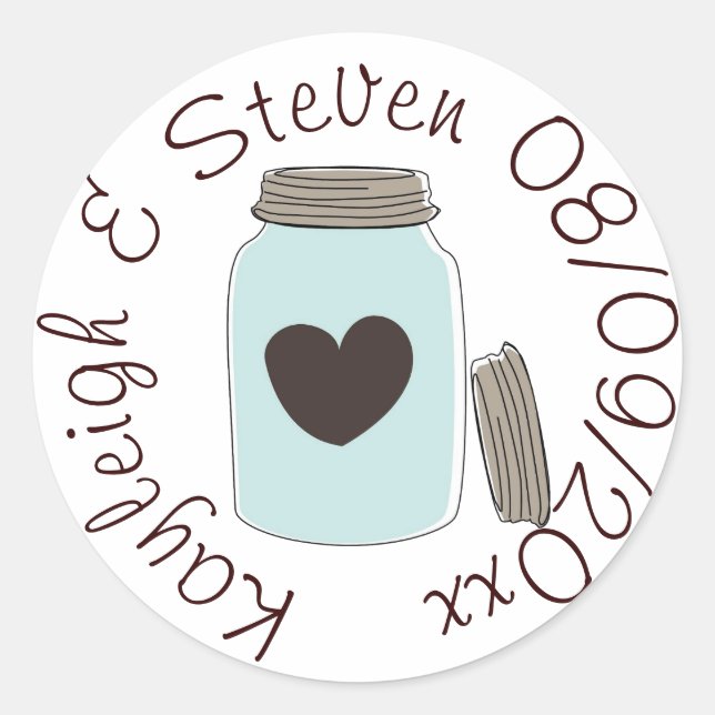 Adesivo Redondo Mason Jar Heart (Frente)