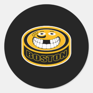Adesivo Redondo Massa de Boston. Engraçado Adulto Puck Smile Gift