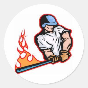 Adesivo Redondo Massa flamejante branca do basebol