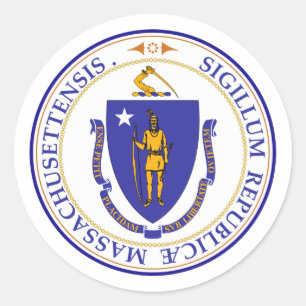 Adesivo Redondo Massachusetts, EUA