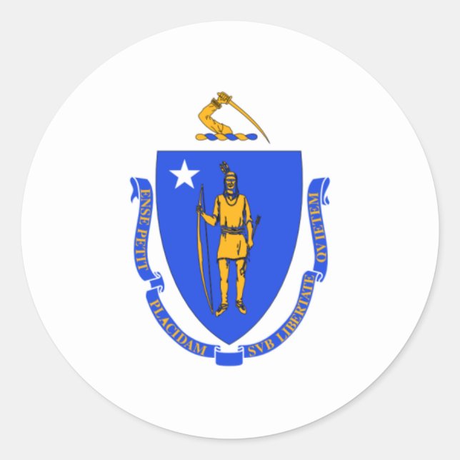Adesivo Redondo Massachusetts Flag (Frente)