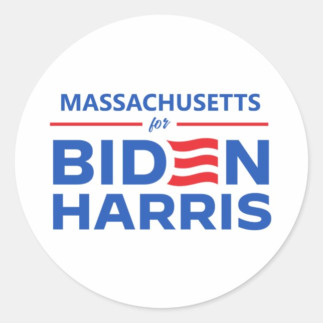 Adesivo Redondo Massachusetts para Biden Harris (Frente)
