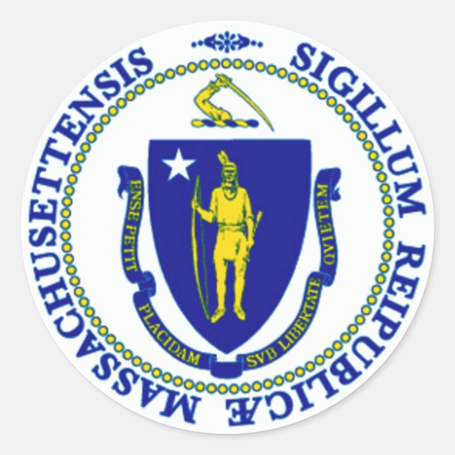 Adesivo Redondo Massachusetts State Seal (Frente)