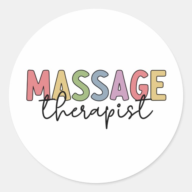 Adesivo Redondo Massage Therapist | Terapêutica De Massagem (Frente)