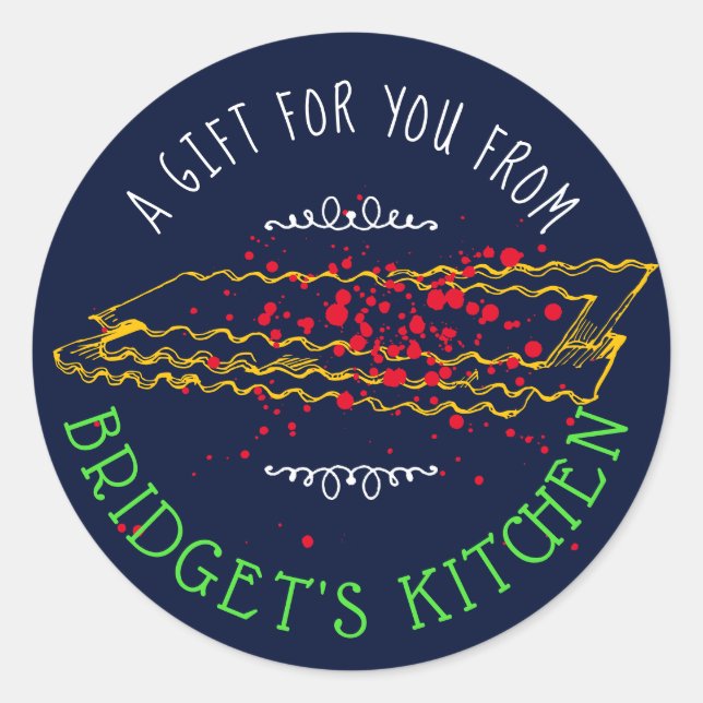 Adesivo Redondo Massas alimentícias Lasagna personalizadas da cozi (Frente)