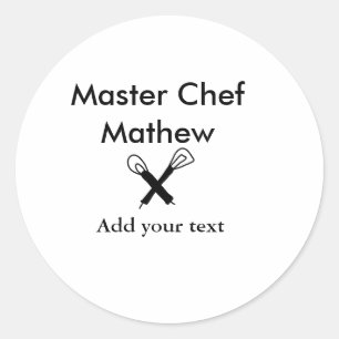 Adesivo Redondo Master chef cozinha padaria cozinheira adiciona te