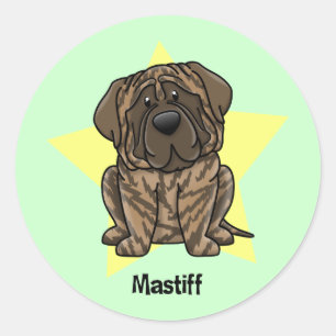 Adesivo Redondo Mastiff rajado da estrela de Kawaii
