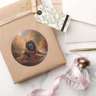 Adesivo Redondo Mastiff Tibetano no outono deixa cair inspiração