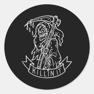 Adesivo Redondo Matá-Lo, Funny Grim Reaper Afetou A Tatuagem