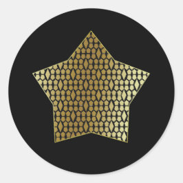 Adesivo Redondo Matalic Dourado Honeycomb e estrela Diamond