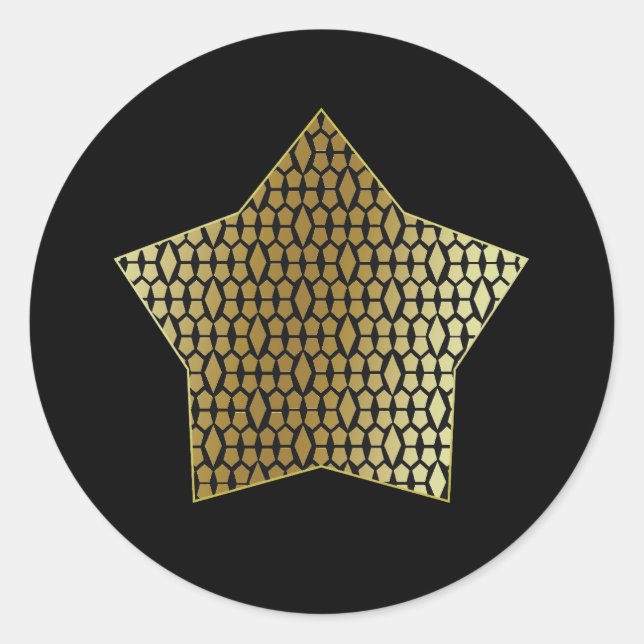 Adesivo Redondo Matalic Dourado Honeycomb e estrela Diamond (Frente)