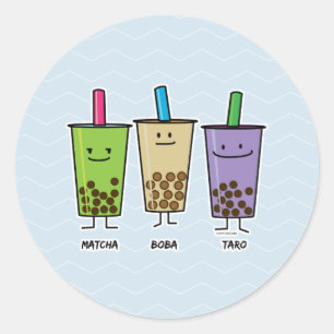 Adesivo Redondo Matcha boba chá verde leite Taro tapioca