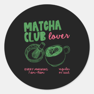 Adesivo Redondo Matcha Club Chá Verde Matcha Latte Regular Ou Gela