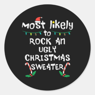 Adesivo Redondo Matchi Da Família Xmas De Natal Feia Do Rock Mais 