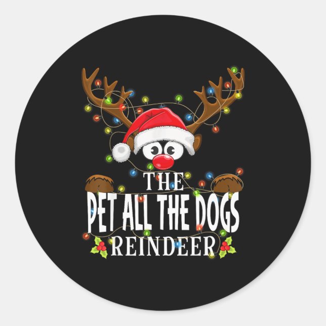 Adesivo Redondo Matching Christmas The Pet All The Dogs Reindeer P (Frente)