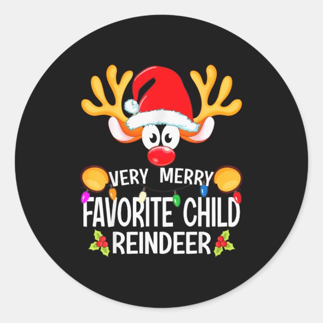 Adesivo Redondo Matching Christmas Very Merry Favorite Child Reind (Frente)