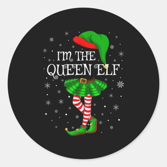 Adesivo Redondo Matching Family Group I'm The Queen Elf Christmas  (Frente)