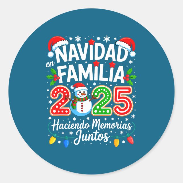Adesivo Redondo Matching Family Pajamas Navidad En Familia Christm (Frente)