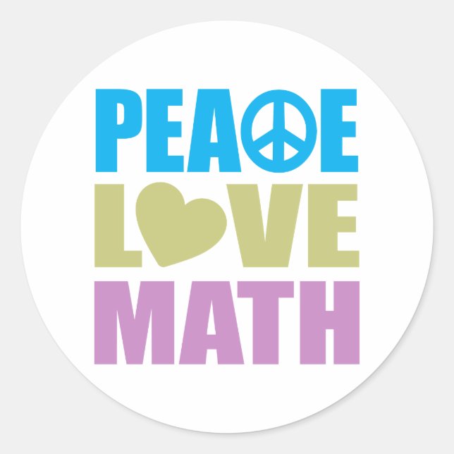 Adesivo Redondo Matemática do amor da paz (Frente)