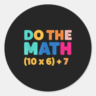 Adesivo Redondo Matemática Faça a Conta Design de Equação Colorida