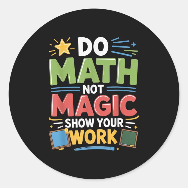 Adesivo Redondo Matemática Não Magia Professora De Matemática De V (Frente)