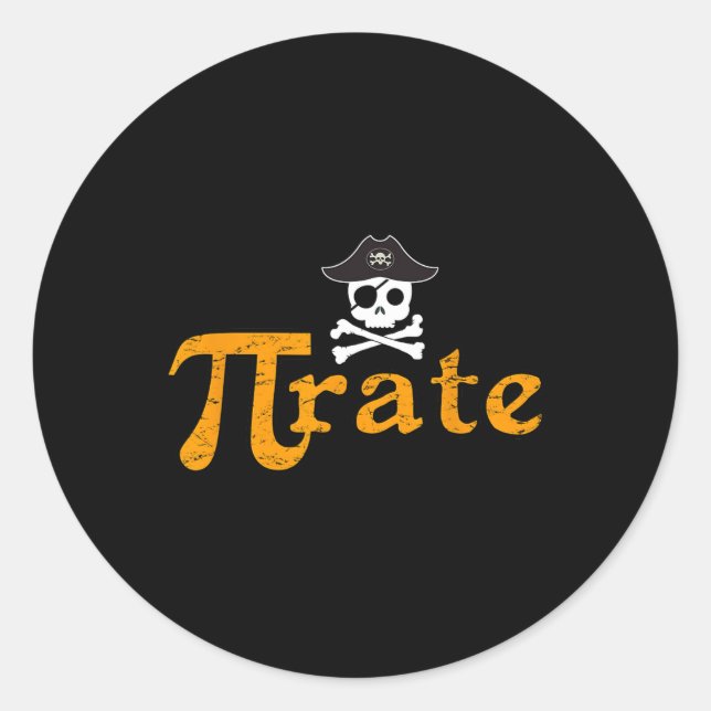 Adesivo Redondo Matemática Pirata Feliz Dia Pi (Frente)