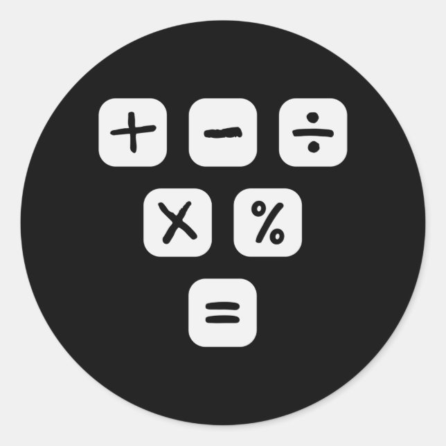 Adesivo Redondo Matemática Símbolos matemáticos Sinais matemáticos (Frente)