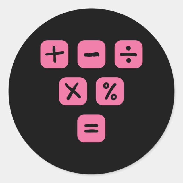 Adesivo Redondo Matemática Símbolos matemáticos Sinais matemáticos (Frente)