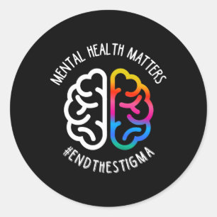 Adesivo Redondo Matéria De Saúde Mental Termina Estigma