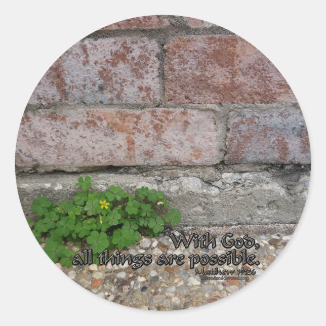 Adesivo Redondo Mateus 19:26 (Frente)