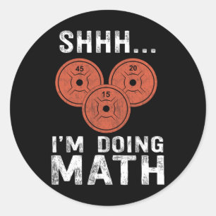 Adesivo Redondo Math Lover Gym Pesando Engraçado Citação Engraçado
