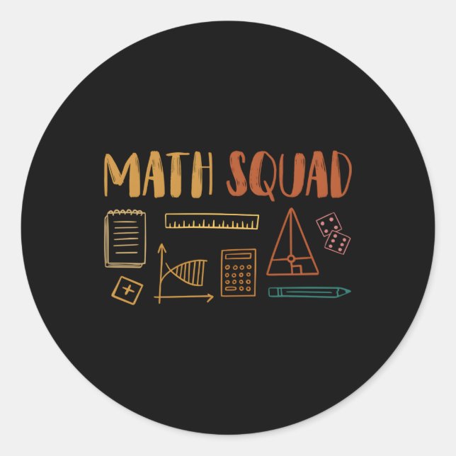Adesivo Redondo Math Squad Math Teacher Math (Frente)