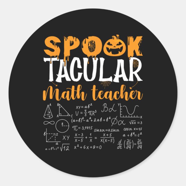 Adesivo Redondo Math Teacher Scary Math Lover Mathematics Hallowee (Frente)