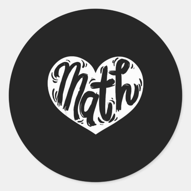 Adesivo Redondo Math Teacher Student Love Valentine's Day  (Frente)