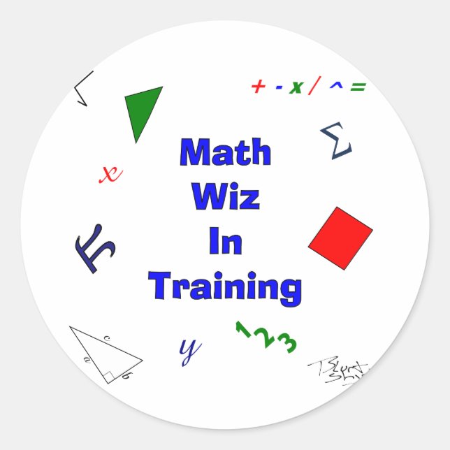 Adesivo Redondo Math Wiz em Treinamento (Frente)