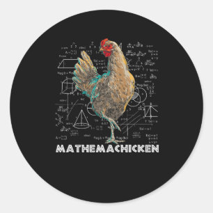 Adesivo Redondo Mathemachicken I Love Chicken Funny Math Lover Mat