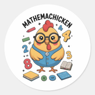 Adesivo Redondo Mathemachicken Professor de Matemática Engraçado G
