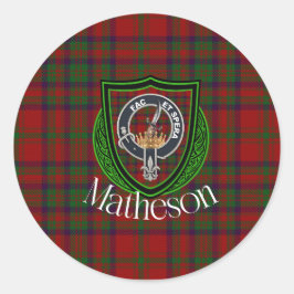 Adesivo Redondo Matheson Scottish Clan Tartan & Crest