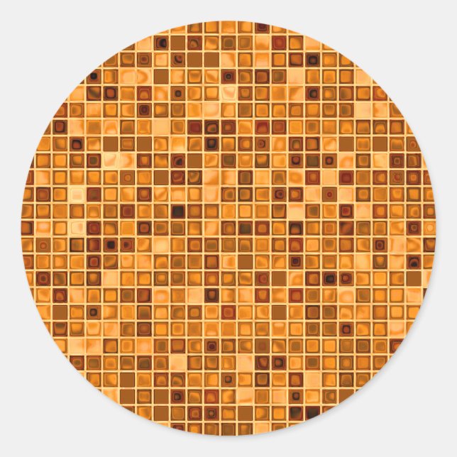 Adesivo Redondo Matizes De Azulejo Mosaico "Watery" Laranja Rust (Frente)