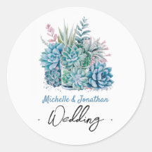 matrimônio aquarela de plantas suculentas