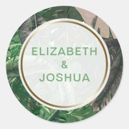 Adesivo Redondo matrimônio botânico de ouro