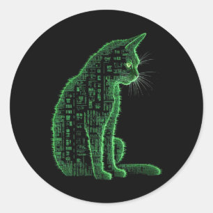 Adesivo Redondo Matrix Cat Art