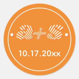 Adesivo Redondo Matrizes de laranja retro inspiradas nos anos 70