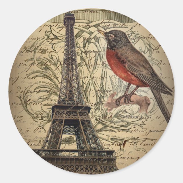 Adesivo Redondo matrizes românticas: casamento de eiffel torre par (Frente)